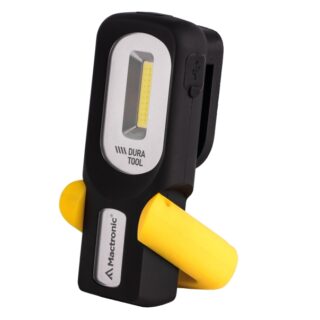 MACTRONIC - Latarka warsztatowa, akumulatorowa, DURA TOOL, Mactronic, 110 lm, zestaw (Akumulator Li-Ion 3.7V 800 mAh, kabel USB C), czarny-żółty, pudełko